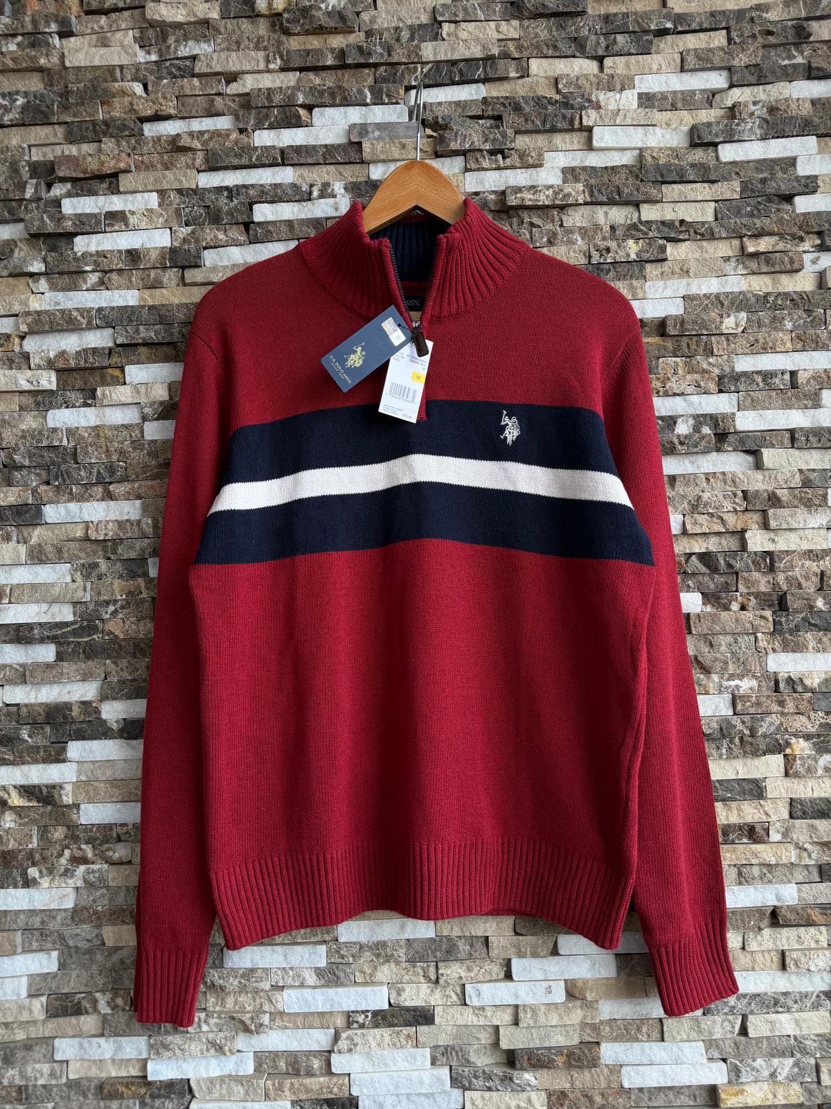 U.S. Polo Assn. Original Men Striped Half-Zip Knit Sweater