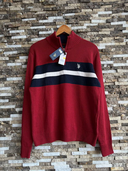 U.S. Polo Assn. Original Men Striped Half-Zip Knit Sweater