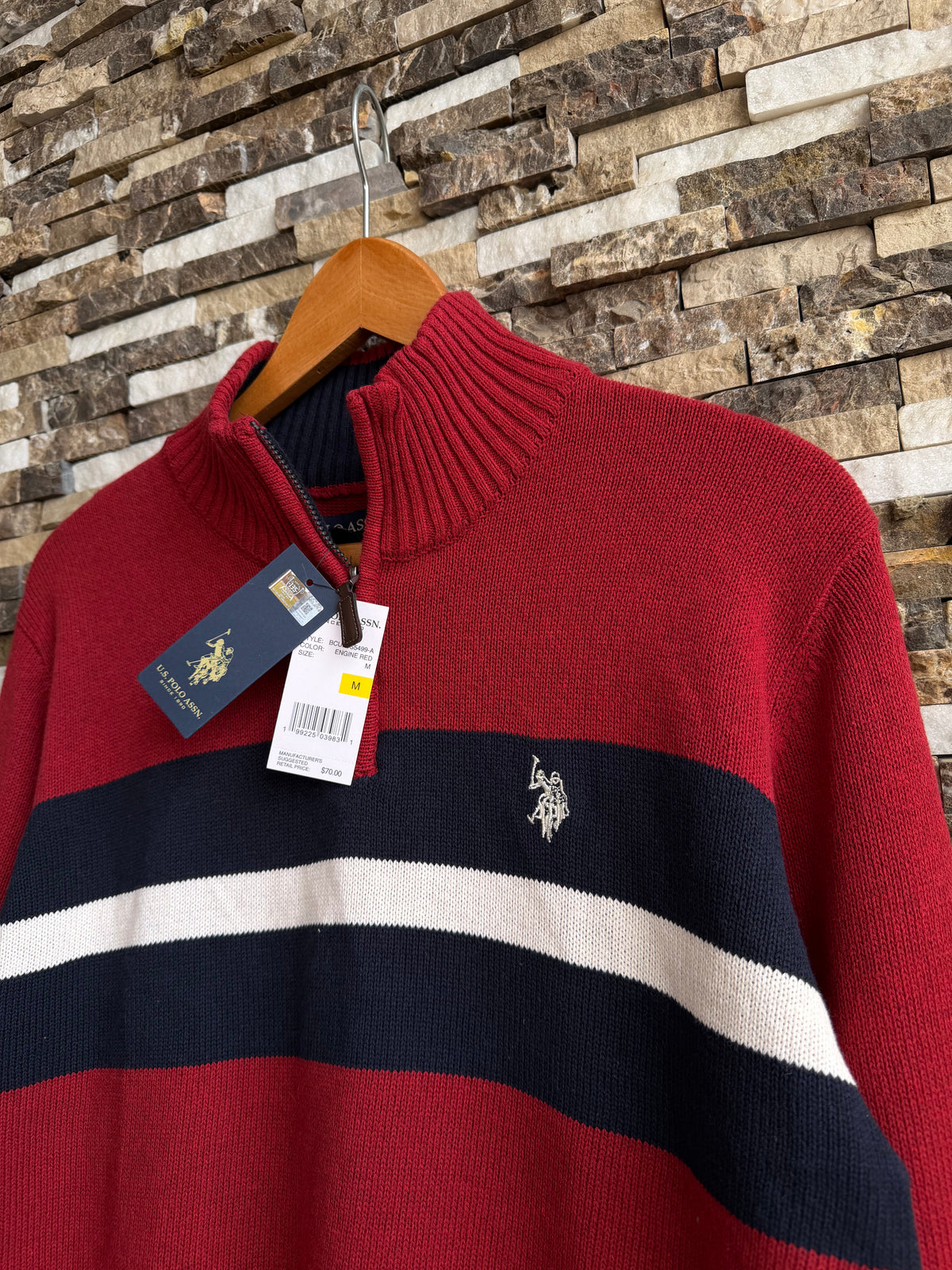 U.S. Polo Assn. Original Men Striped Half-Zip Knit Sweater