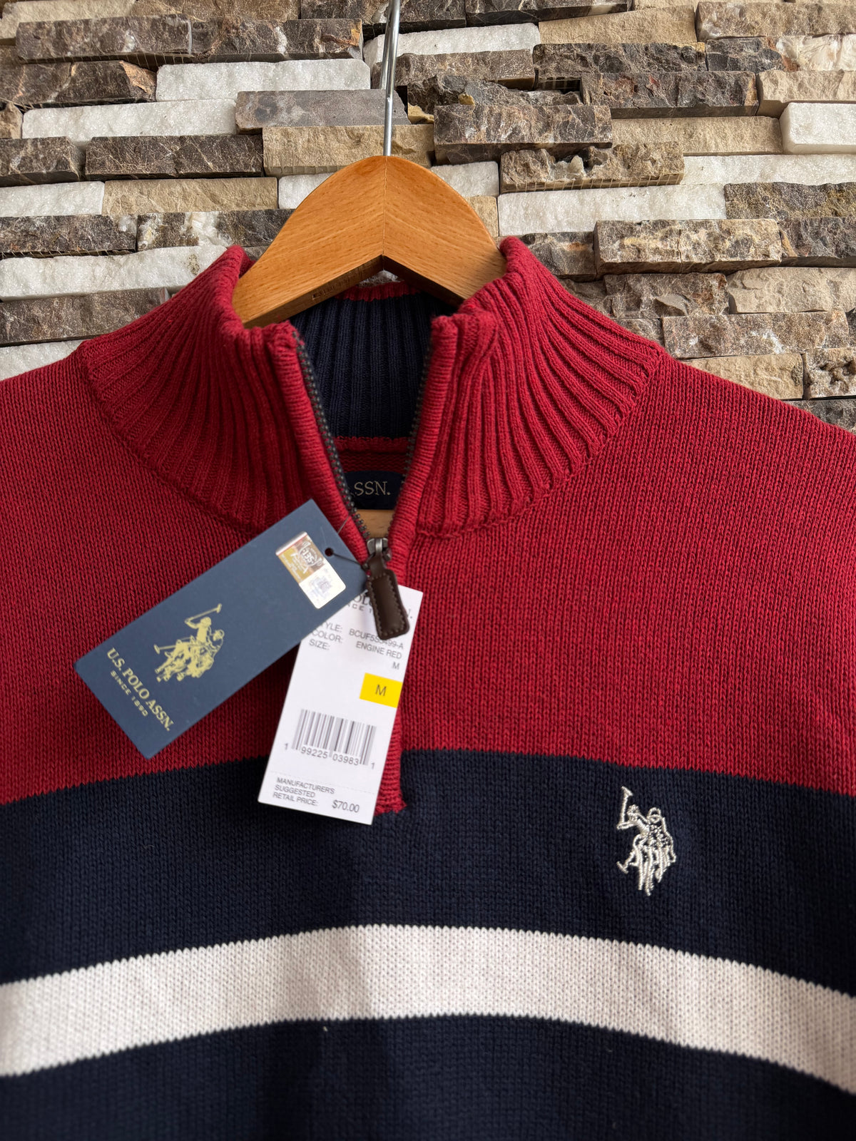 U.S. Polo Assn. Original Men Striped Half-Zip Knit Sweater