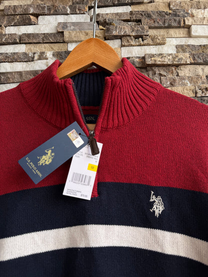 U.S. Polo Assn. Original Men Striped Half-Zip Knit Sweater