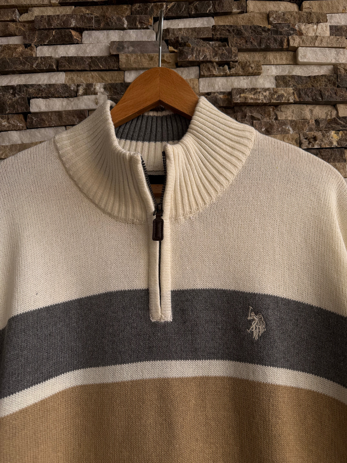 U.S. Polo Assn. Original Men Striped Half-Zip Knit Sweater