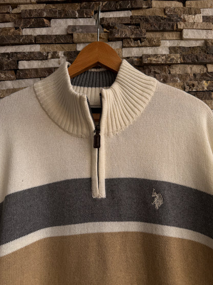 U.S. Polo Assn. Original Men Striped Half-Zip Knit Sweater