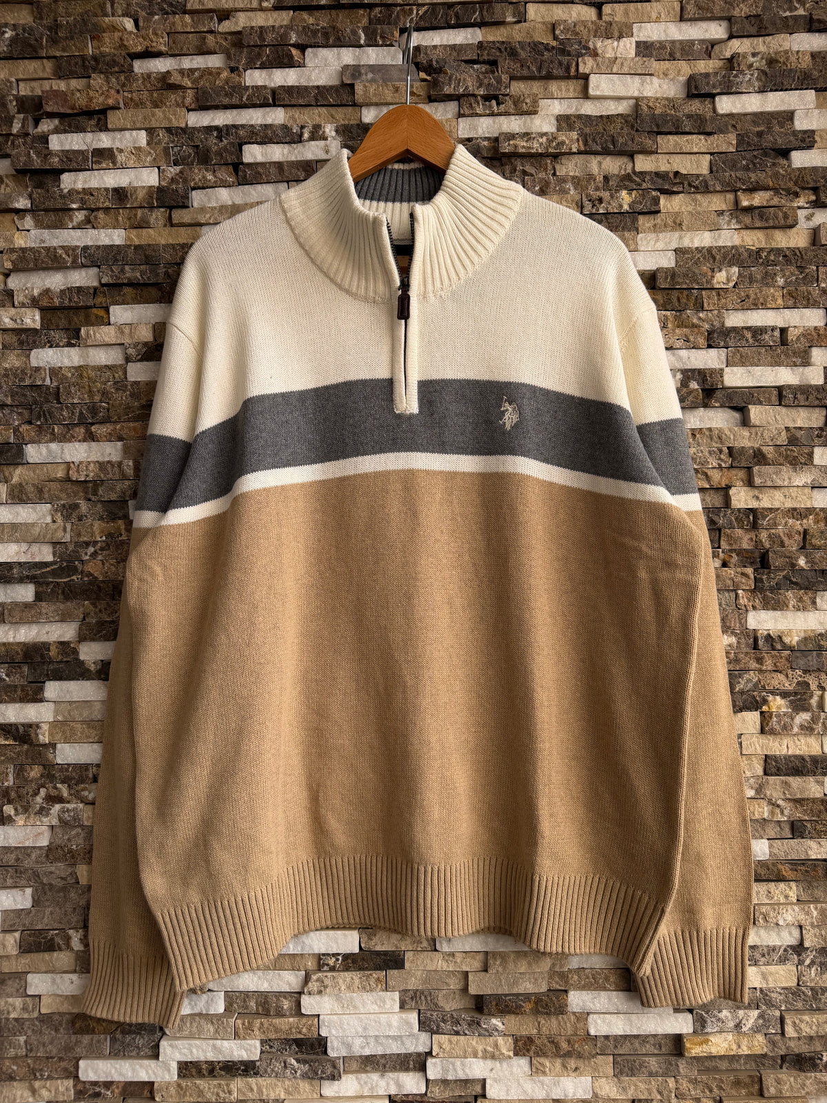 U.S. Polo Assn. Original Men Striped Half-Zip Knit Sweater