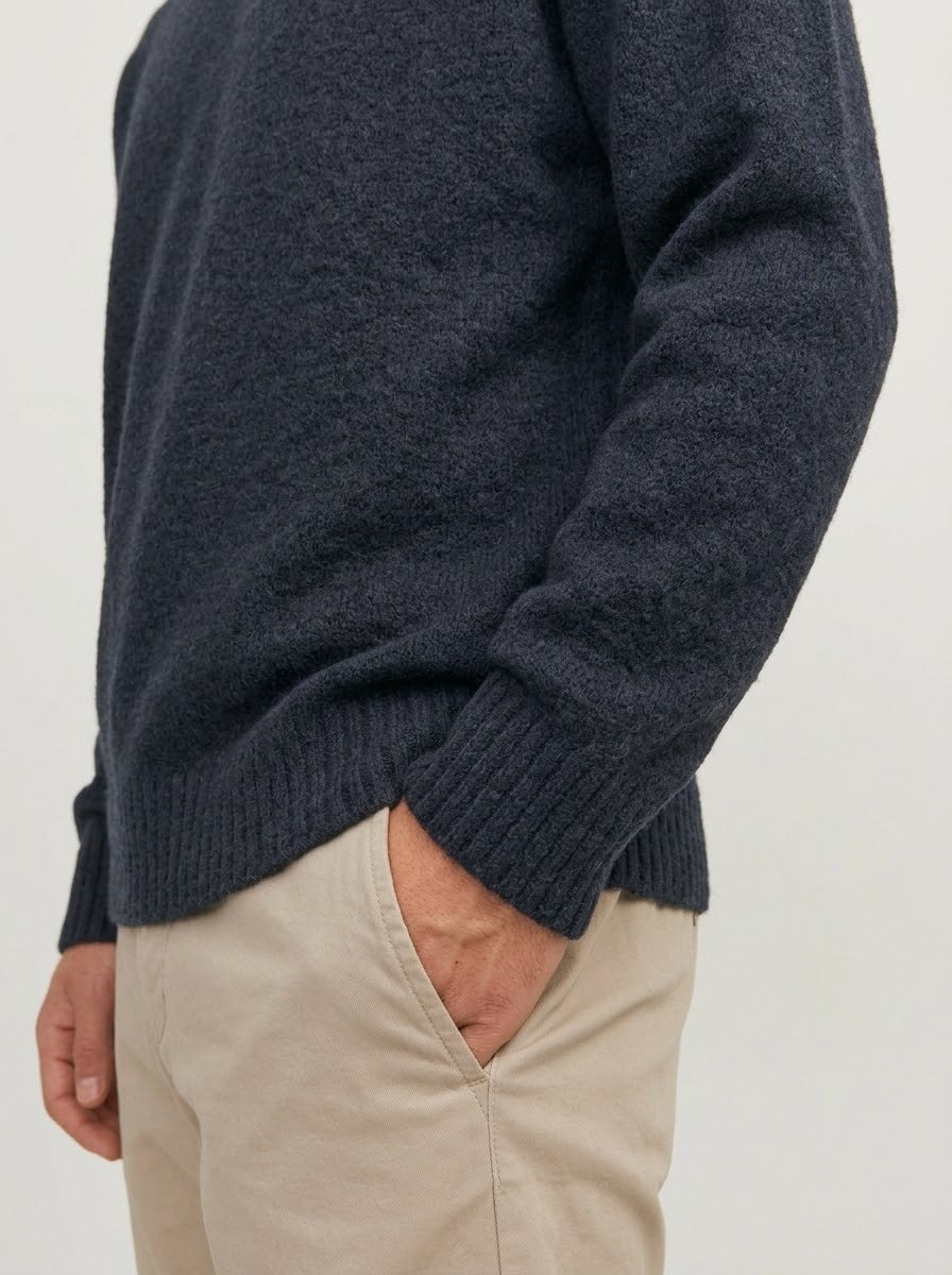 Jack & Jones Original Men fluffy crew neck sweater - Anthracite
