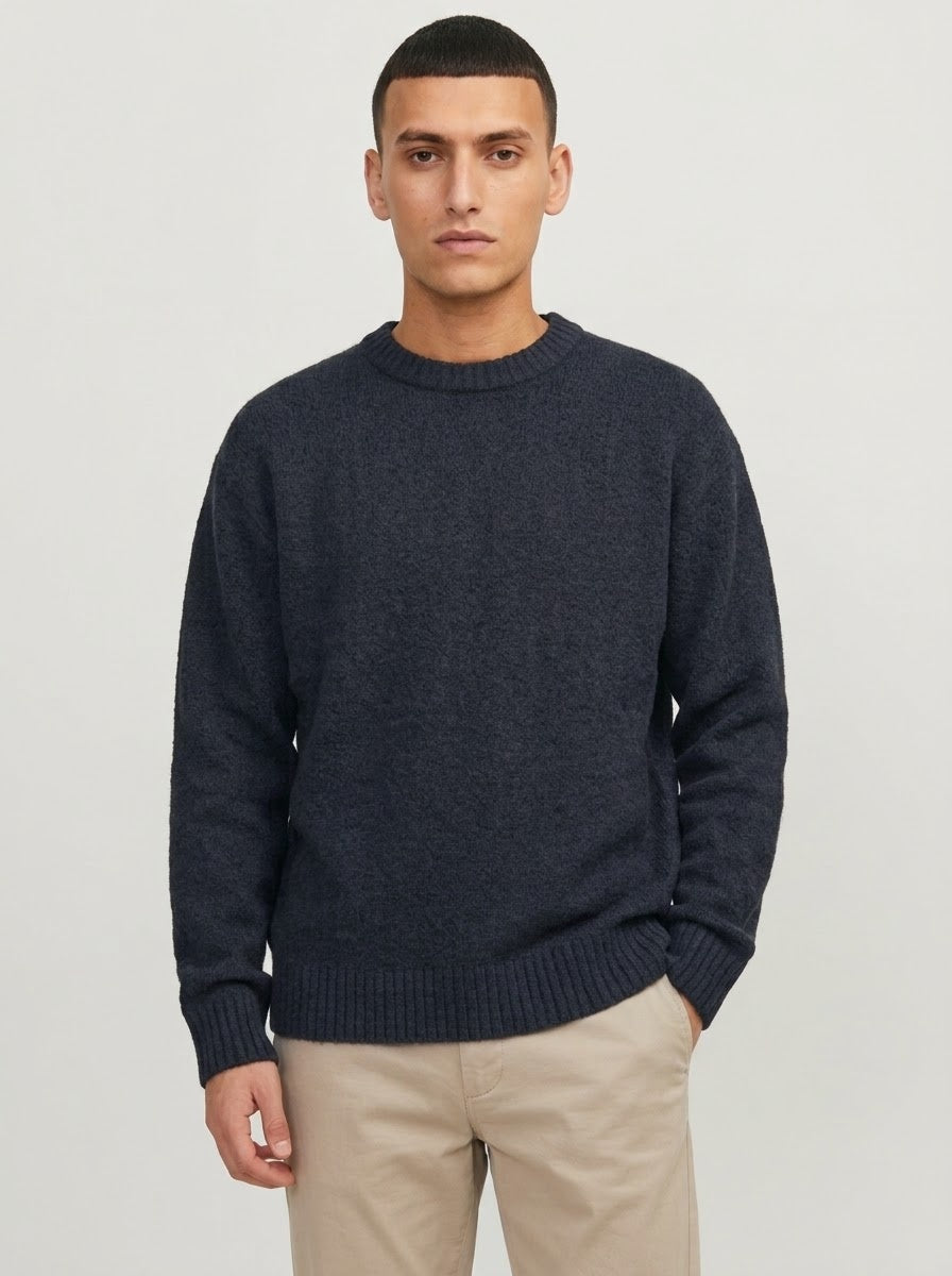 Jack & Jones Original Men fluffy crew neck sweater - Anthracite