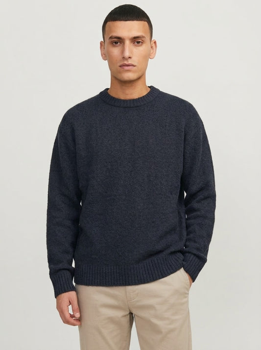 Jack & Jones Original Men fluffy crew neck sweater - Anthracite