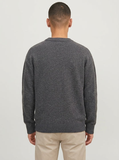 Jack & Jones Original Men fluffy crew neck sweater - Dark Grey