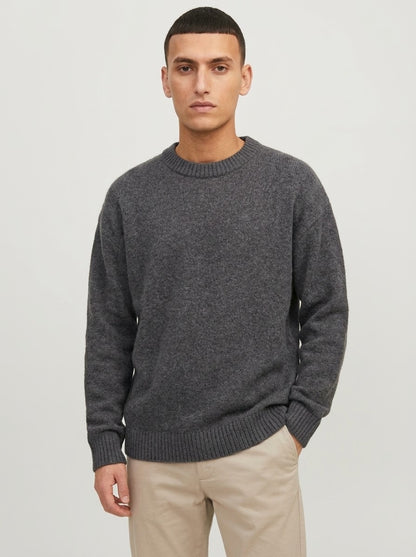 Jack & Jones Original Men fluffy crew neck sweater - Dark Grey
