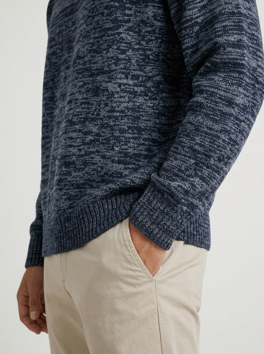 Jack & Jones Original Men fluffy crew neck sweater - Navy Melange