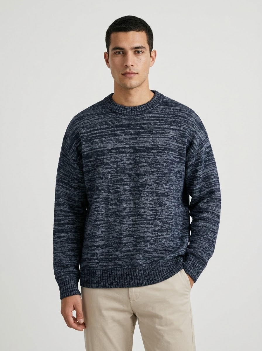 Jack & Jones Original Men fluffy crew neck sweater - Navy Melange