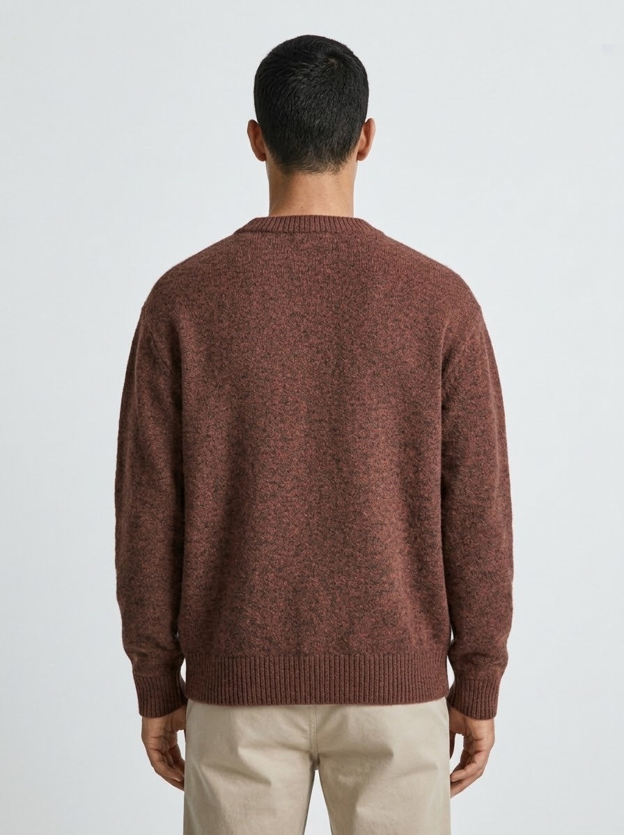 Jack & Jones Original Men fluffy crew neck sweater - Rust