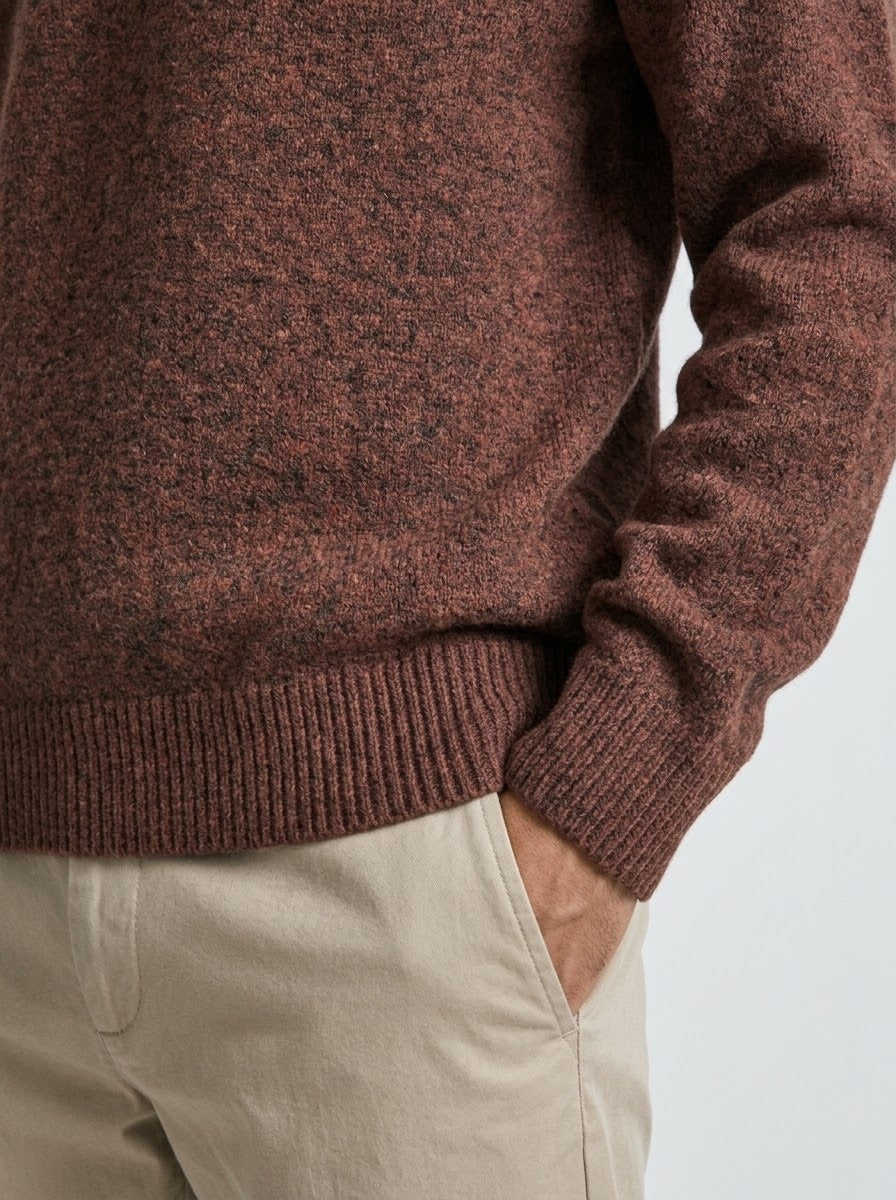 Jack & Jones Original Men fluffy crew neck sweater - Rust