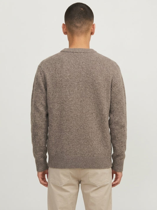 Jack & Jones Original Men fluffy crew neck sweater - Taupe